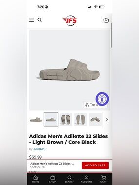 adidas Adilette 22 Slide Sandal in Light Brown